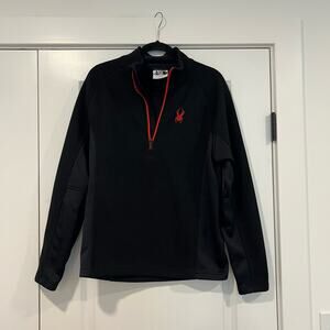 Spyder Active Men's Quarter Zip Pullover Black with Red Size Medium‎